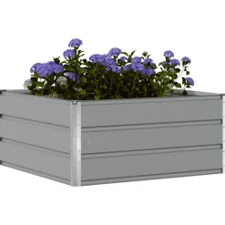 vidaXL Plantenbak Lichtgrijs 100 x 100 x 45 cm Staal