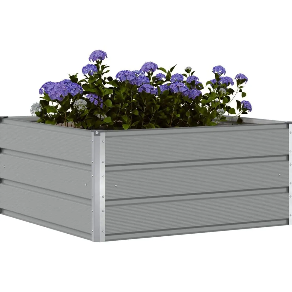 vidaXL Plantenbak Lichtgrijs 100 x 100 x 45 cm Staal