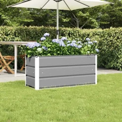 vidaXL Plantenbak Lichtgrijs 100 x 40 x 45 cm Staal