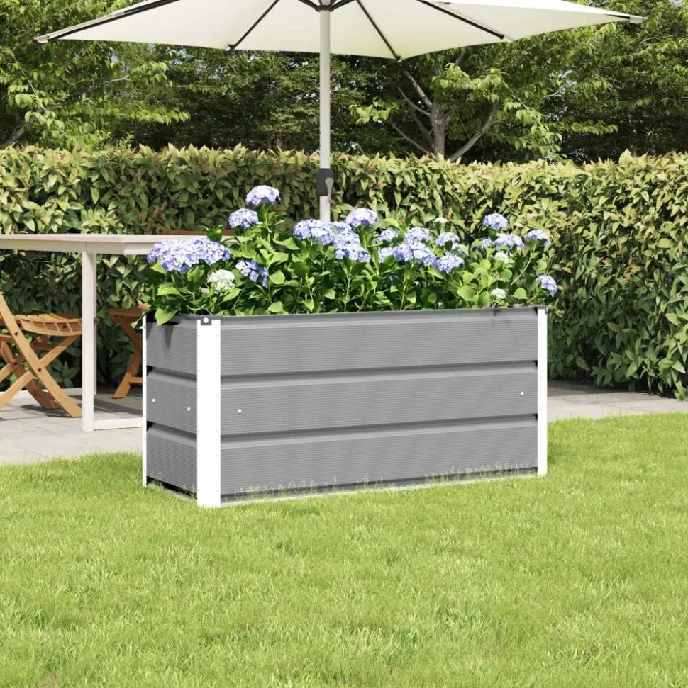 vidaXL Plantenbak Lichtgrijs 100 x 40 x 45 cm Staal