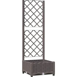 vidaXL Plantenbak met latwerk 40x40x121,5 cm polypropeen bruin