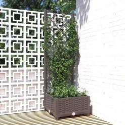 vidaXL Plantenbak met latwerk 40x40x121,5 cm polypropeen bruin