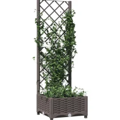 vidaXL Plantenbak met latwerk 40x40x121,5 cm polypropeen bruin