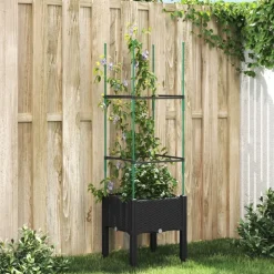 vidaXL Plantenbak met latwerk 40x40x142,5 cm polypropeen zwart