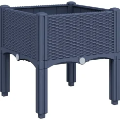 vidaXL Plantenbak met poten 40x40x42 cm polypropeen blauwgrijs