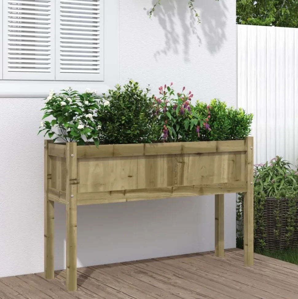 vidaXL Plantenbak met poten 110x31x70 cm geïmpregneerd grenenhout