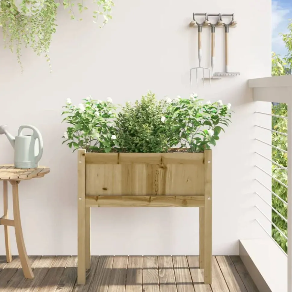 vidaXL Plantenbak met poten 70x31x70 cm geïmpregneerd grenenhout