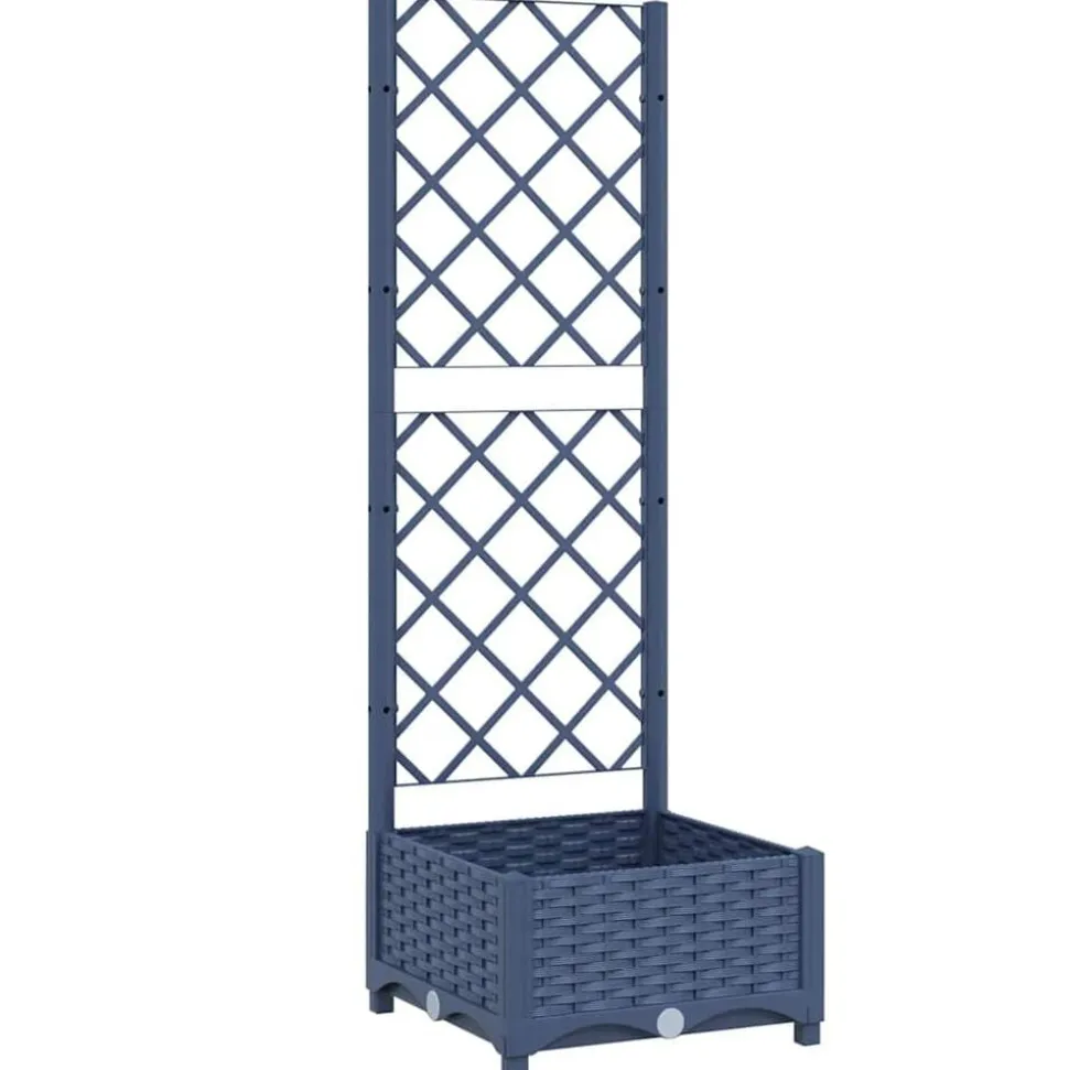 vidaXL Plantenbak met trellis blauwgrijs 40x40x121,5 cm PP