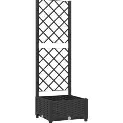 vidaXL Plantenbak met trellis zwart 40x40x121,5 cm PP