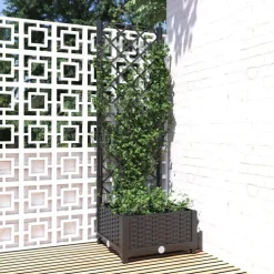 vidaXL Plantenbak met trellis zwart 40x40x121,5 cm PP