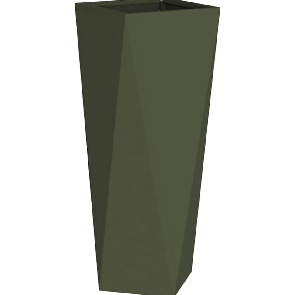 vidaXL Plantenbak Olijf Groen 30 x 30 x 75 cm Staal