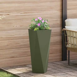 vidaXL Plantenbak Olijf Groen 30 x 30 x 75 cm Staal