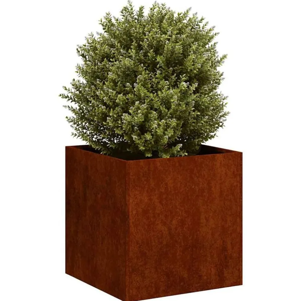 vidaXL Plantenbak roestig 40x40x40 cm weervast staal