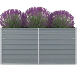 vidaXL Plantenbak verhoogd 160x80x77 cm gegalvaniseerd staal grijs