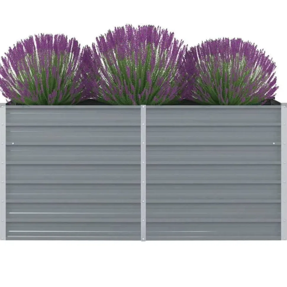 vidaXL Plantenbak verhoogd 160x80x77 cm gegalvaniseerd staal grijs