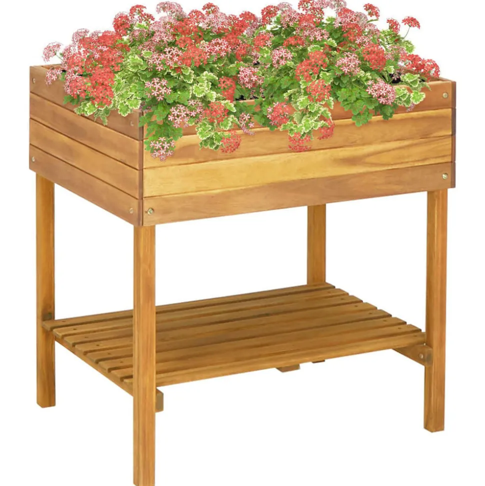 vidaXL Plantenbak verhoogd 78,5x58,5x78,5 cm massief acaciahout