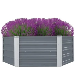 vidaXL Plantenbak verhoogd 129x129x45 cm gegalvaniseerd staal grijs