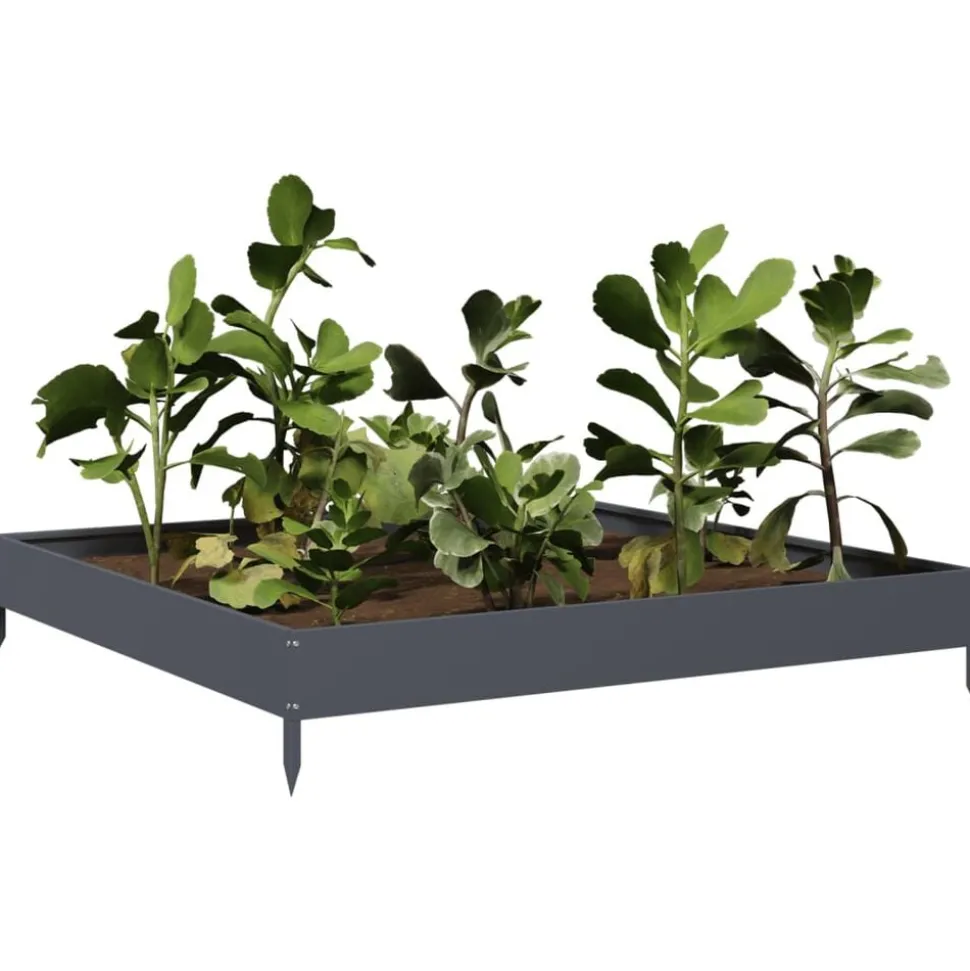 vidaXL Plantenbak verhoogd 100x100x18,5 cm staal antracietkleurig