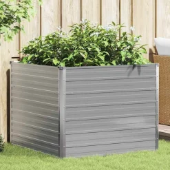 vidaXL Plantenbak verhoogd 100x100x77 cm gegalvaniseerd staal grijs