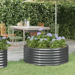 vidaXL Plantenbak 100x100x36 cm gegalvaniseerd staal antracietkleurig