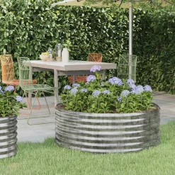 vidaXL Plantenbak 100x100x36 cm gegalvaniseerd staal zilverkleurig