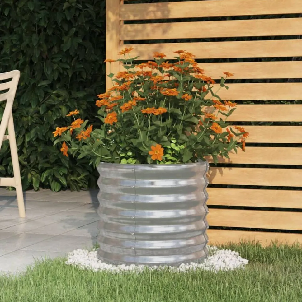 vidaXL Plantenbak 40x40x36 cm gegalvaniseerd staal zilverkleurig