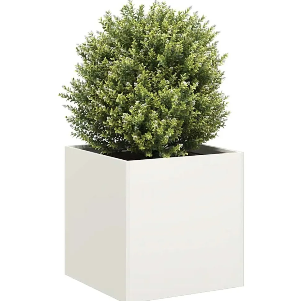 vidaXL Plantenbak 40x40x40 cm koudgewalst staal wit