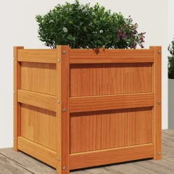 vidaXL Plantenbak 50x50x50 cm massief grenenhout wasbruin