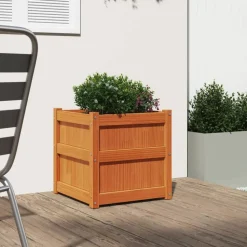 vidaXL Plantenbak 50x50x50 cm massief grenenhout wasbruin