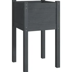 vidaXL Plantenbak 40x40x70 cm massief grenenhout grijs