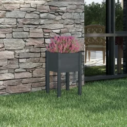 vidaXL Plantenbak 40x40x70 cm massief grenenhout grijs