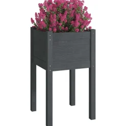 vidaXL Plantenbak 40x40x70 cm massief grenenhout grijs