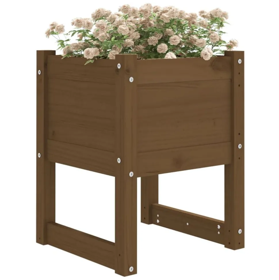 vidaXL Plantenbak 40x40x52,5 cm massief grenenhout honingbruin