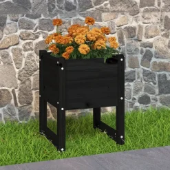 vidaXL Plantenbak 40x40x52,5 cm massief grenenhout zwart