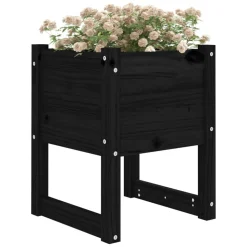 vidaXL Plantenbak 40x40x52,5 cm massief grenenhout zwart