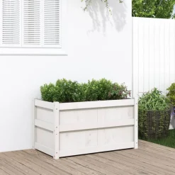vidaXL Plantenbak 90x50x50 cm massief grenenhout wit
