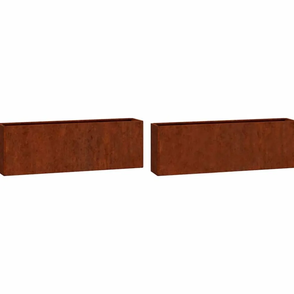 vidaXL Plantenbakken wandmontage 2 st 53x10x17 cm cortenstaal roestig
