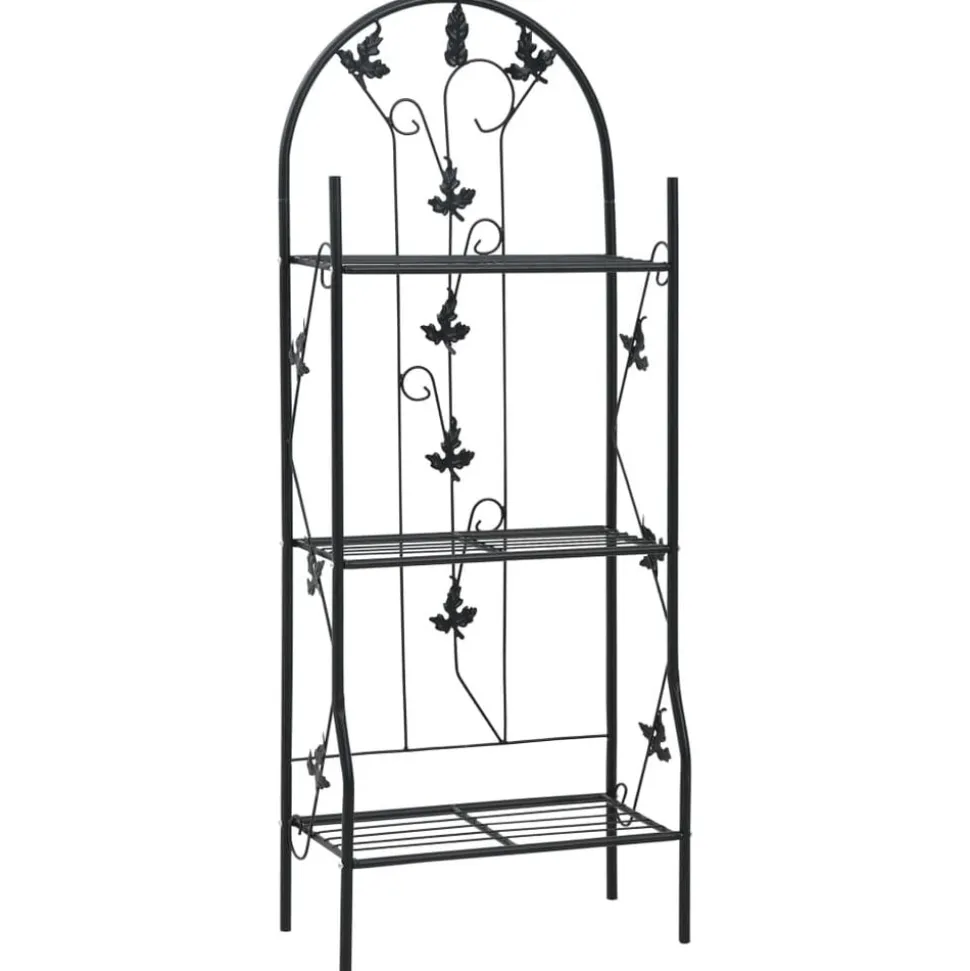 vidaXL Plantenrek 3-laags 52x28x128 cm ijzer zwart