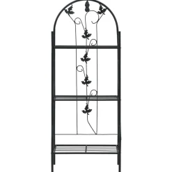 vidaXL Plantenrek 3-laags 52x28x128 cm ijzer zwart