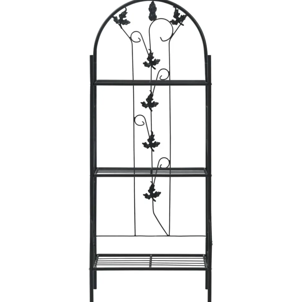vidaXL Plantenrek 3-laags 52x28x128 cm ijzer zwart