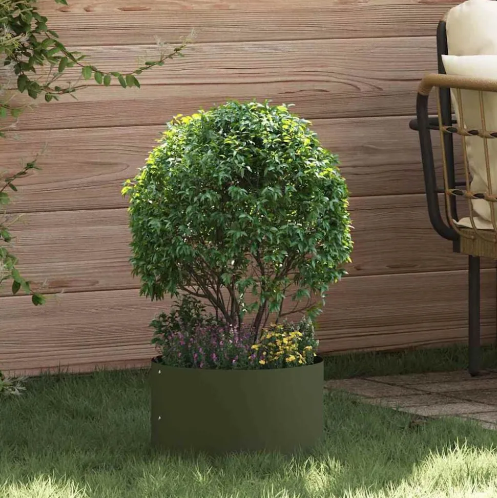 vidaXL Plantenring Olijf Groen 30 x 30 x 20 cm Koudgewalst staal