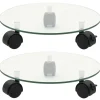 vidaXL Plantenrollers rond 28 cm gehard glas 2 st