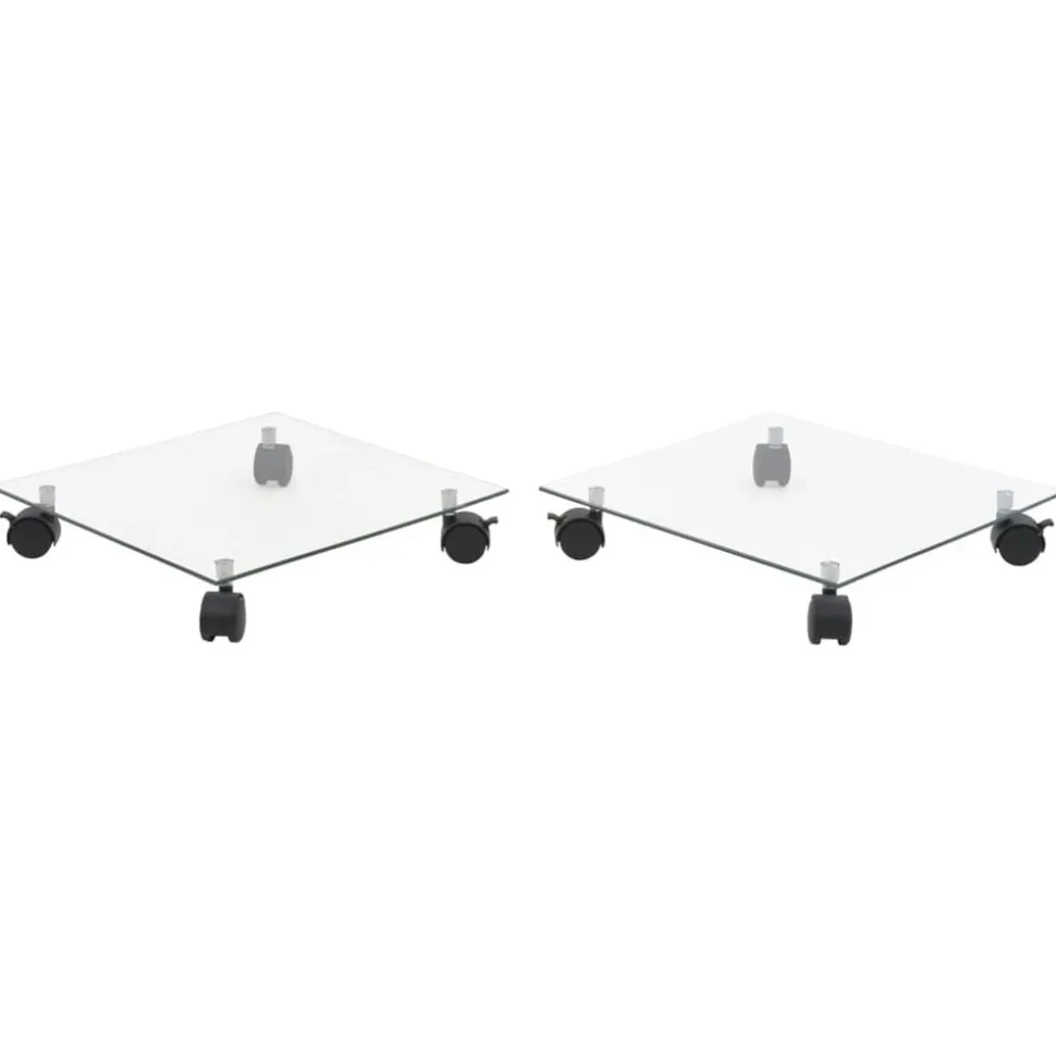 vidaXL Plantenrollers vierkant 35x35 cm gehard glas 2 st