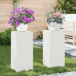 vidaXL Plantenstandaard 2 pcs Wit 24 x 24 x 55 cm Staal