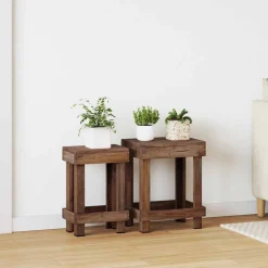 vidaXL Plantenstandaard 2 pcs Bruin 70 x 11 x 27 cm Mahoniehout