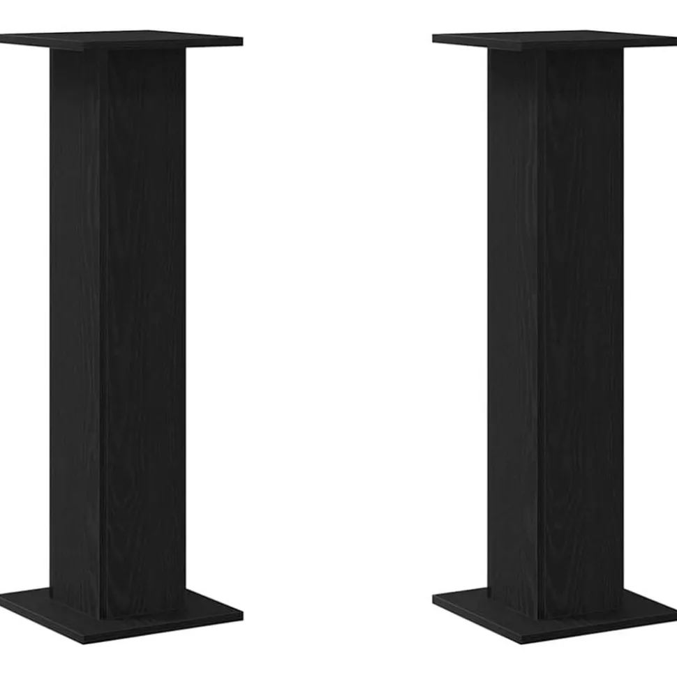 vidaXL Plantenstandaard 2 pcs Zwart Eiken 30 x 30 x 95 cm Bewerkt hout