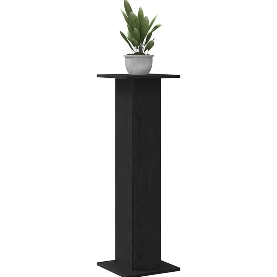 vidaXL Plantenstandaard 2 pcs Zwart Eiken 30 x 30 x 95 cm Bewerkt hout