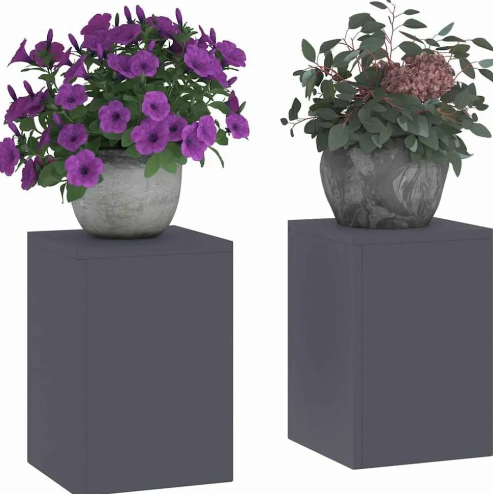 vidaXL Plantenstandaard 2 pcs Antraciet 24 x 24 x 35 cm Staal