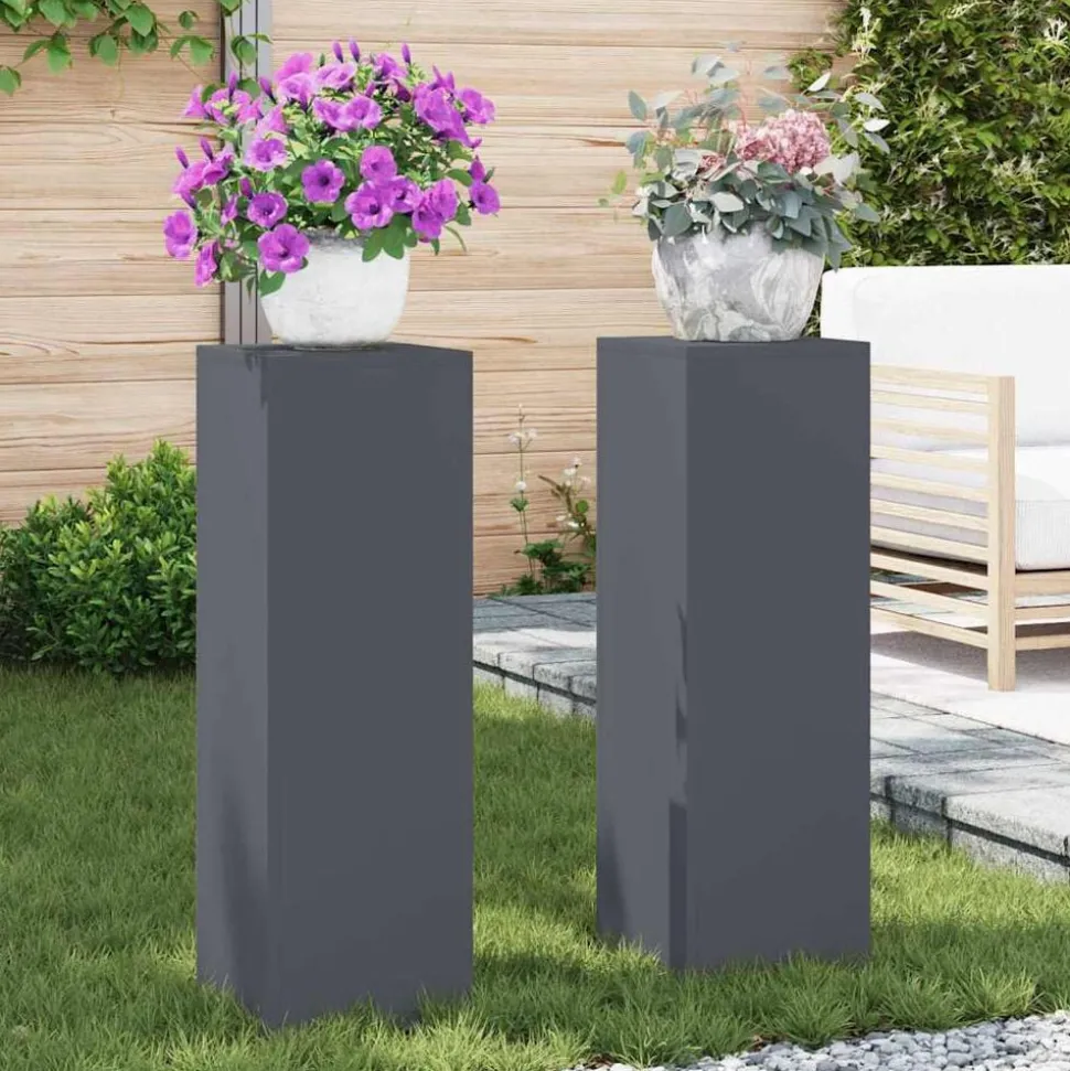vidaXL Plantenstandaard 2 pcs Antraciet 24 x 24 x 75 cm Staal