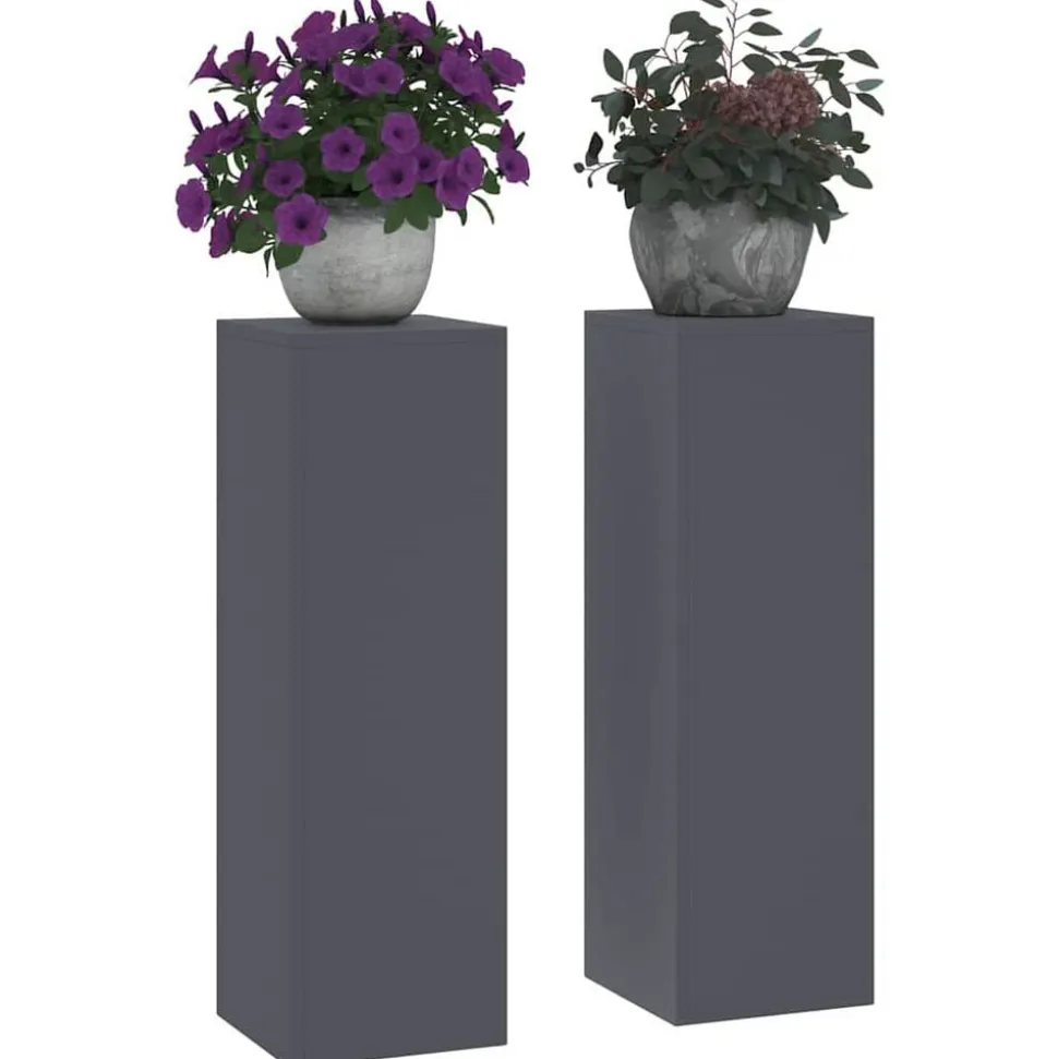 vidaXL Plantenstandaard 2 pcs Antraciet 24 x 24 x 75 cm Staal